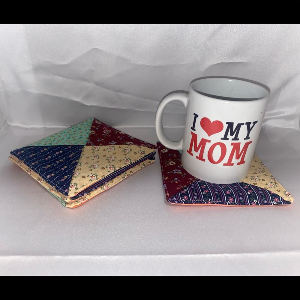 Homemade Floral Fabric Coasters
